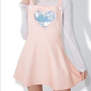 Dollskill Holographic Heart Overall Dress